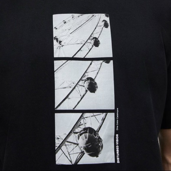 NWT. Pull&Bear Black T-Shirt with Ferris Wheel Illustration. Size S. - Picture 4 of 6